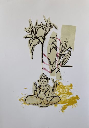 Embracing the journey from chaos to calm (litho + screen printing) 50 x 70 cm 2024