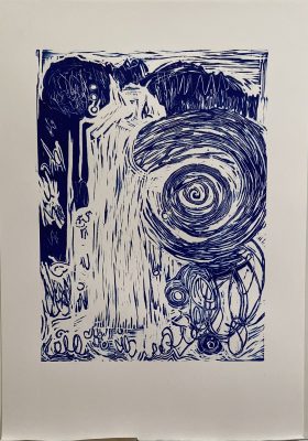 New playing field II (lino) 50x 71 cm 2025