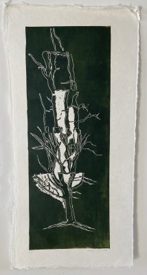 Tree from lockdown walks 2021 (1) lino 75 x 35 cm