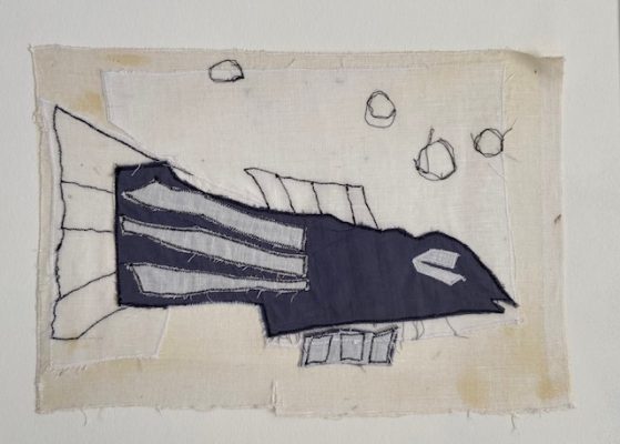 Zelfs de vissen springen spontaan boven water (textiel) 1987 of 1988